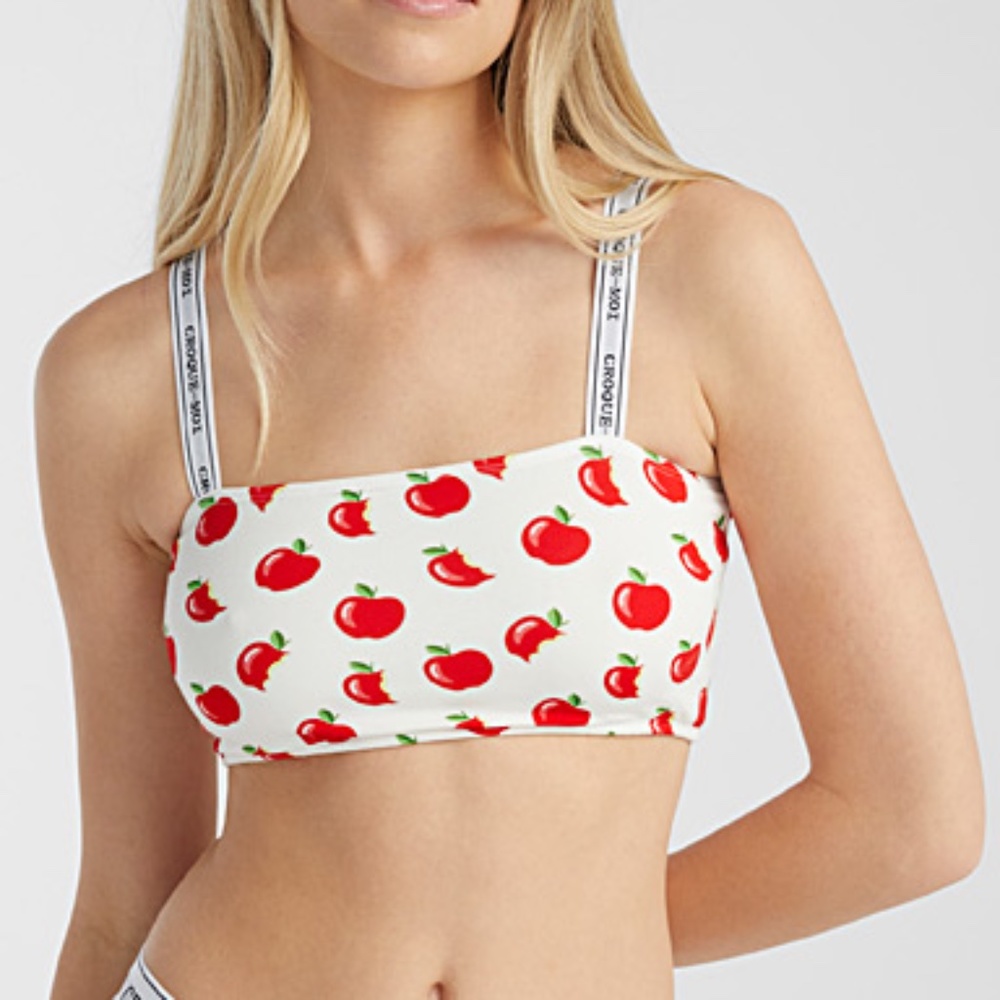 Pop Underwear apples bamboo bandeau bralette NWT